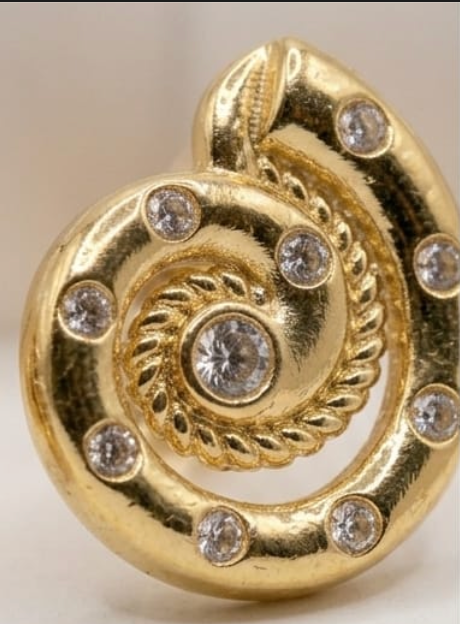 Golden Spiral Crystal Stud Earrings