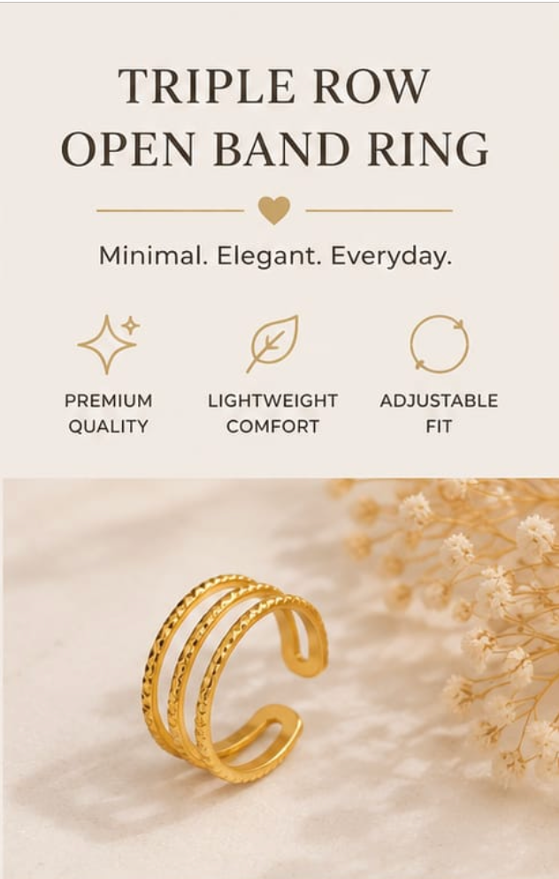 Luxury Triple Band Open Ring