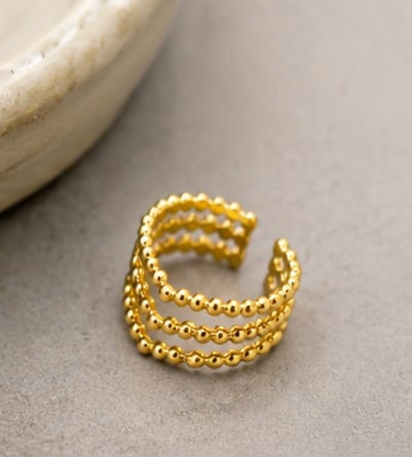 Minimalist Gold Bubble Band Open Ring