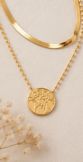 Tree of Life Layered Gold Necklace