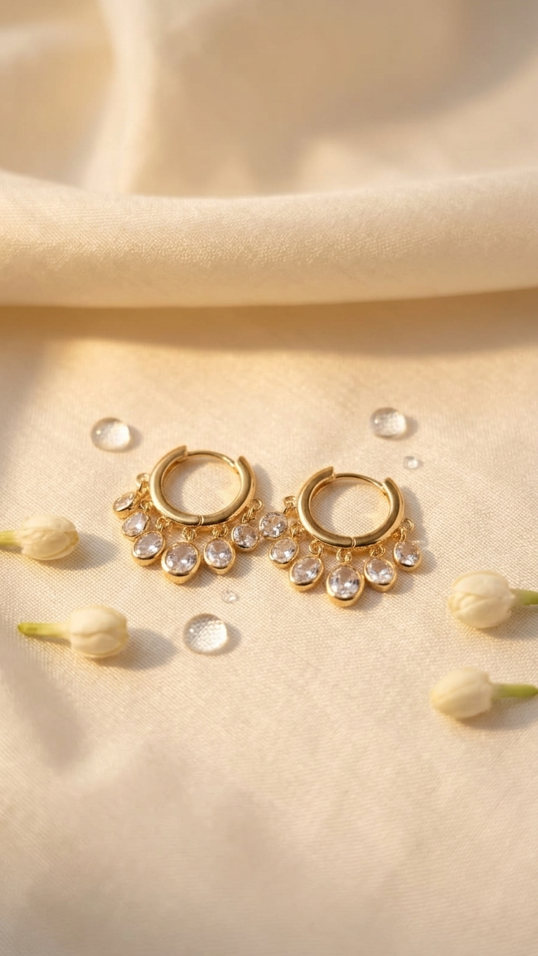 Aurelia Crystal Drop Hoop Earrings