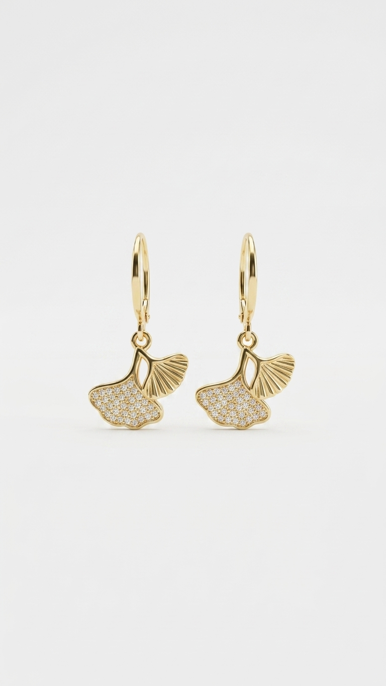 Ginkgo Glow Crystal Hoop Earrings