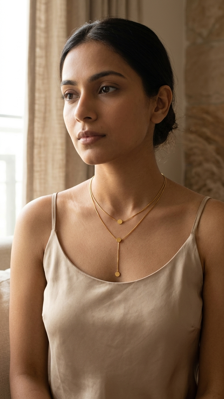 Luna Gold Lariat Necklace
