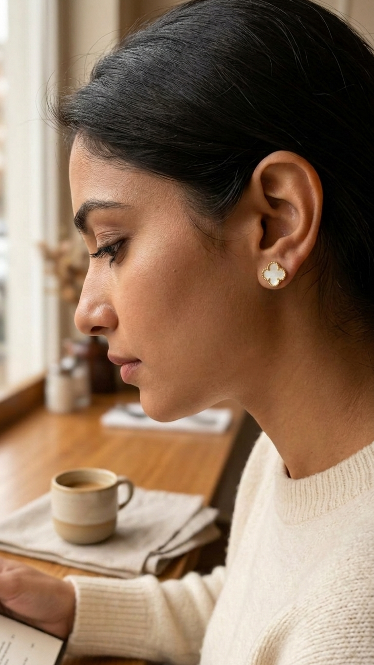 Pearl Clover Stud Earrings