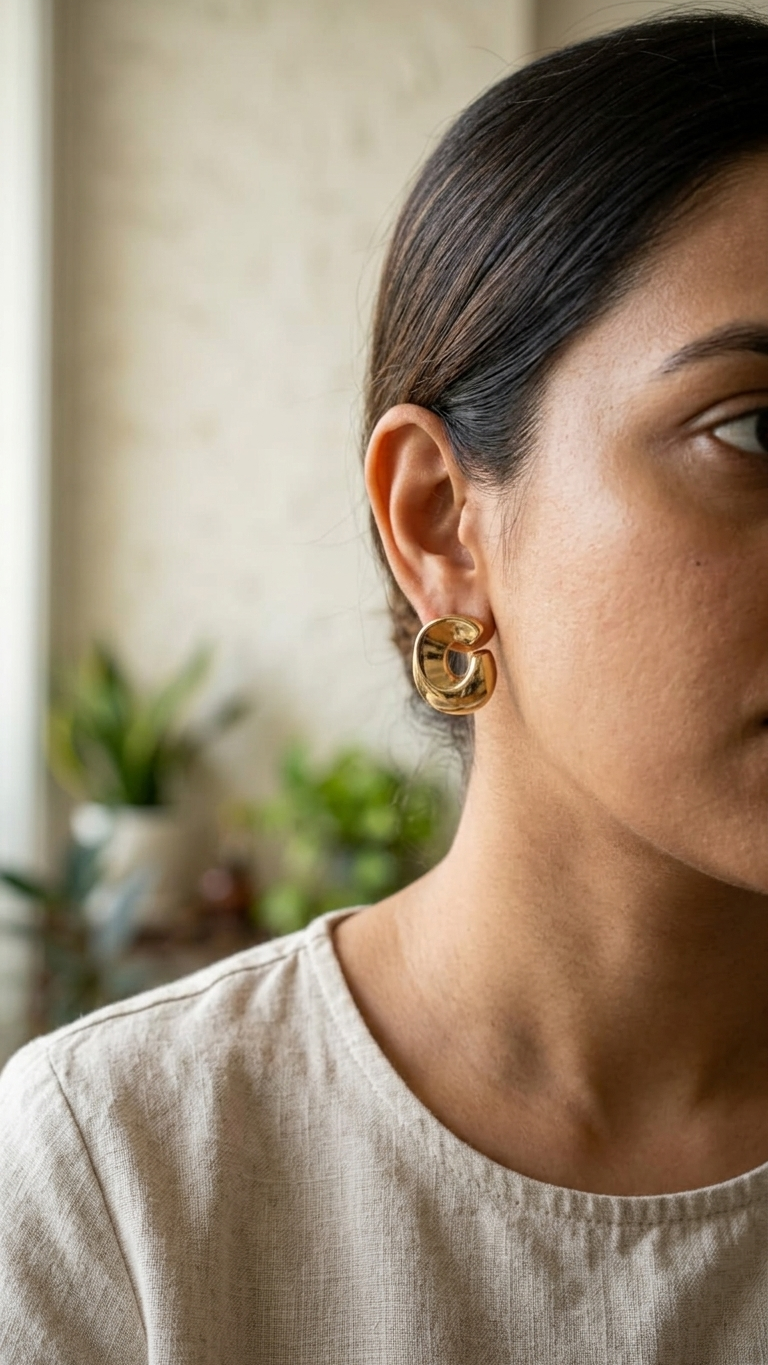 Luna Sculpted Gold Stud Earrings