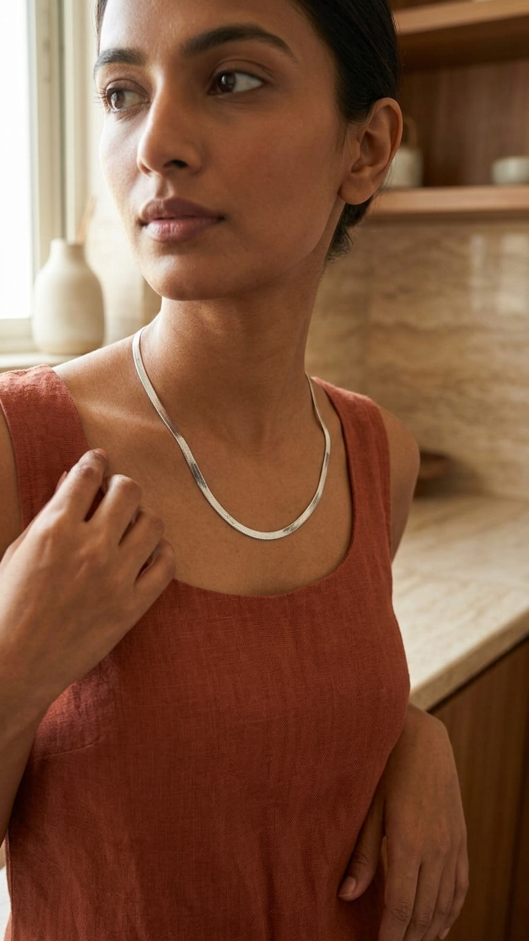Liquid Herringbone Chain Necklace