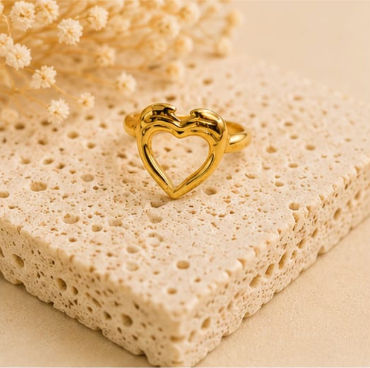 Golden Open Heart Ring