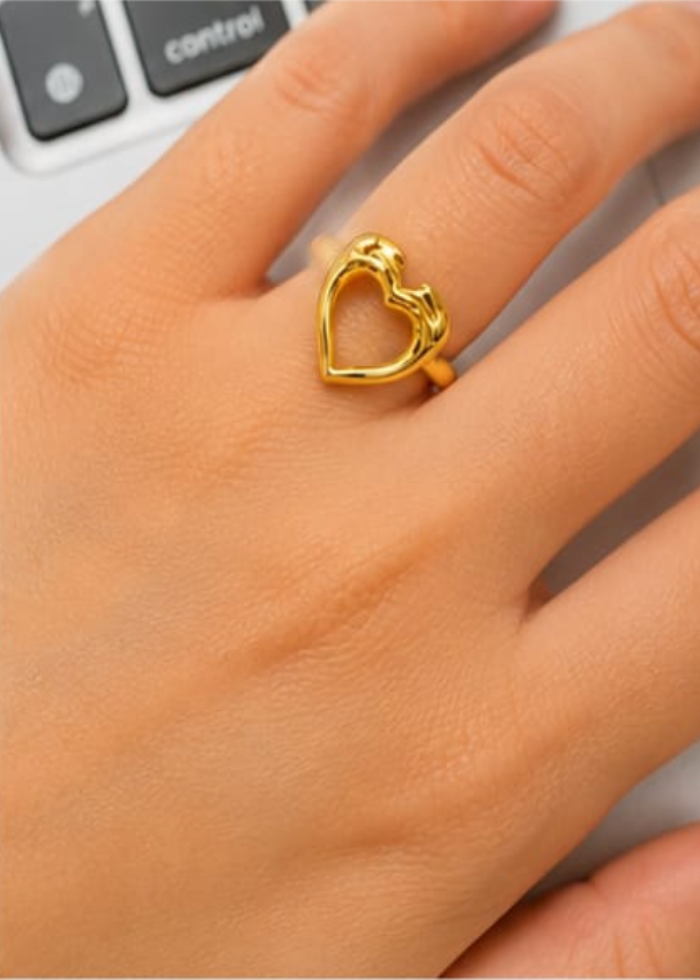 Golden Open Heart Ring