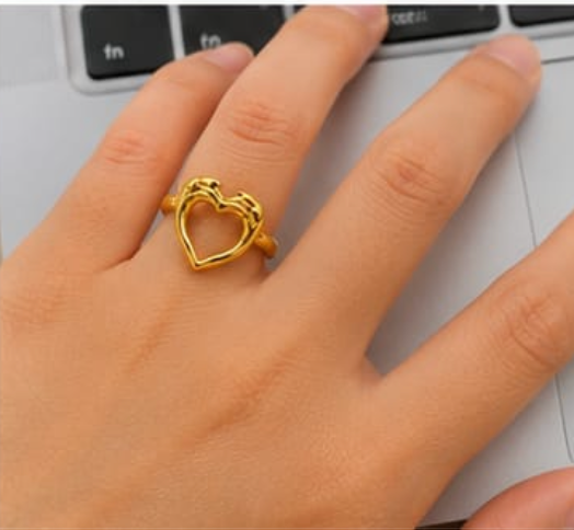 Golden Open Heart Ring