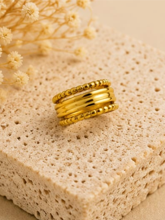 Luxe Layered Gold Band Ring