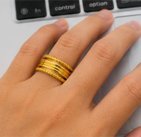Luxe Layered Gold Band Ring