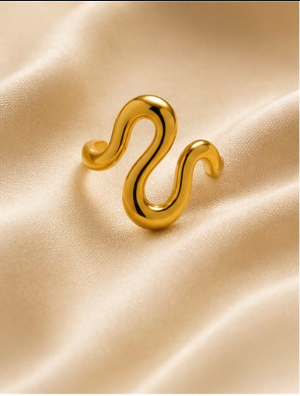 Golden Wave Adjustable Ring