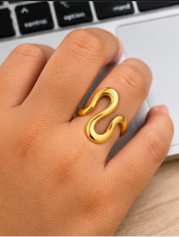 Golden Wave Adjustable Ring