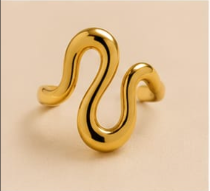 Golden Wave Adjustable Ring