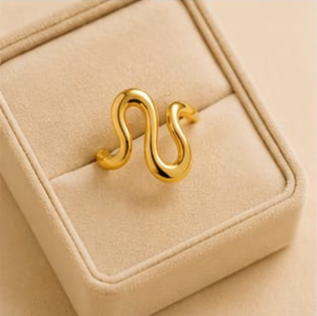 Golden Wave Adjustable Ring