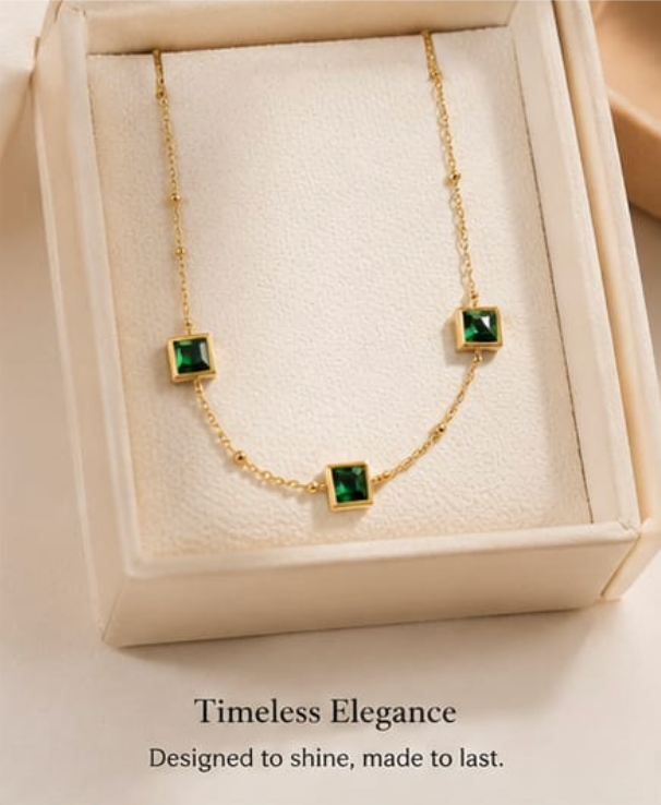 Emerald Trio Station Necklace