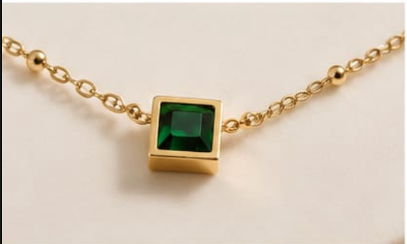 Emerald Trio Station Necklace
