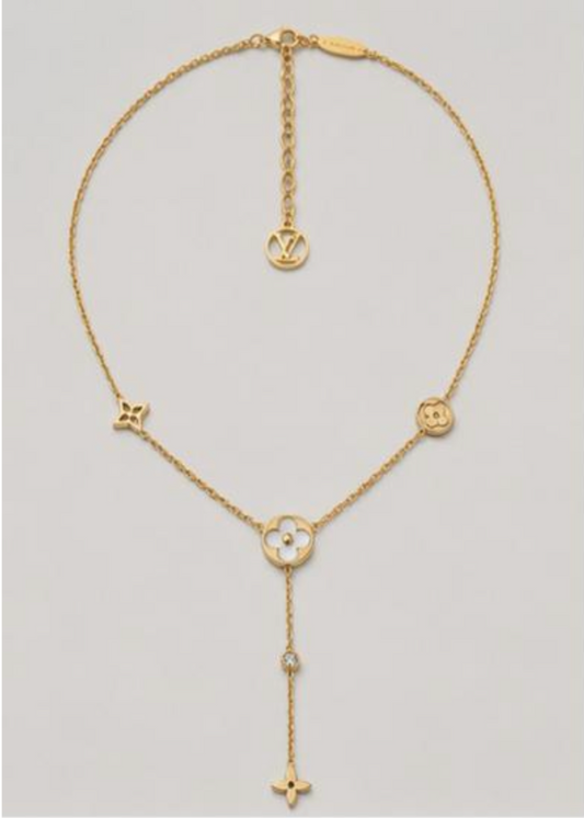 Elegant Gold Floral Y-Drop Necklace