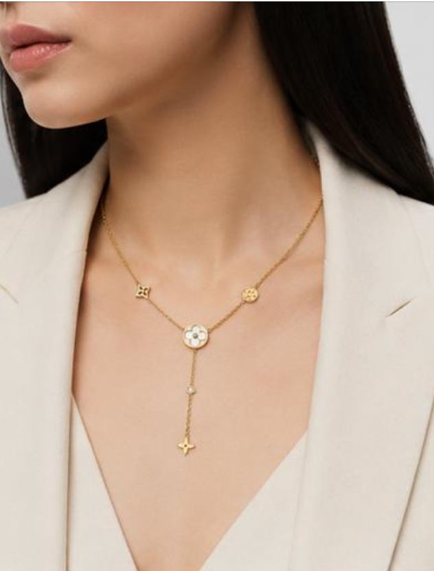 Elegant Gold Floral Y-Drop Necklace