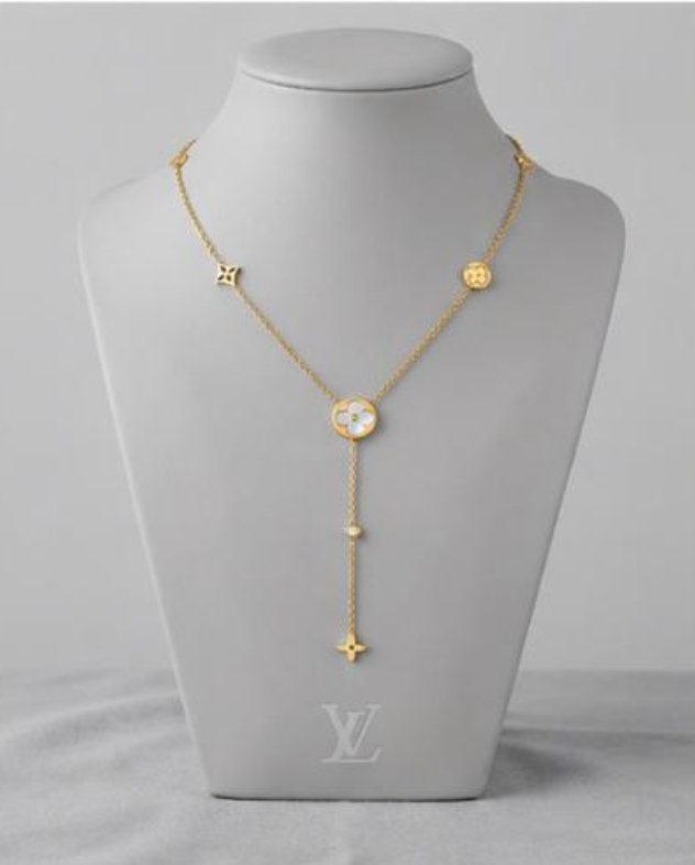 Elegant Gold Floral Y-Drop Necklace