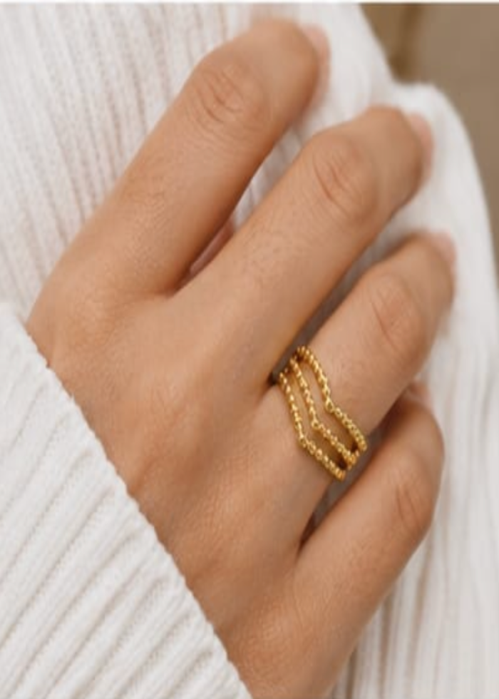 Minimalist Gold Bubble Band Open Ring