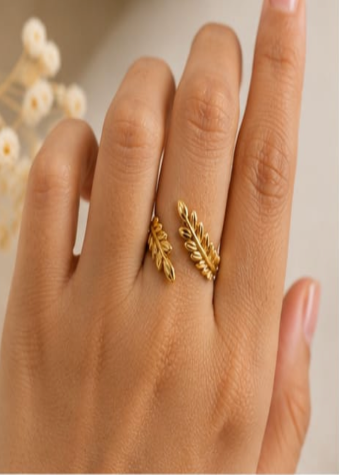 Golden Laurel Leaf Adjustable Ring