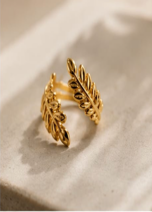 Golden Laurel Leaf Adjustable Ring