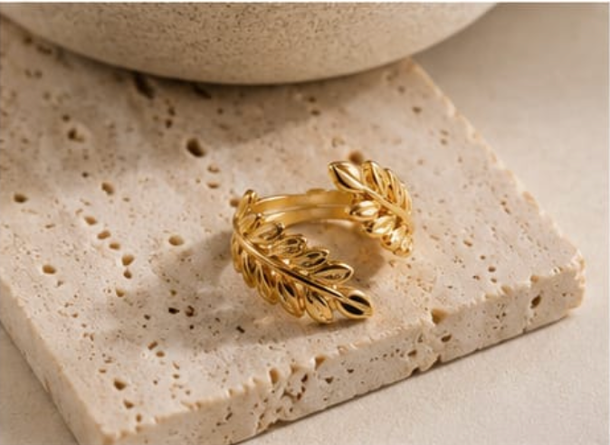 Golden Laurel Leaf Adjustable Ring
