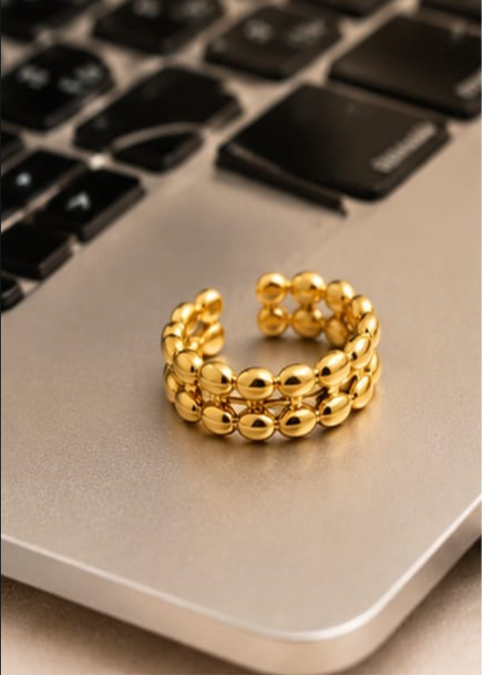 Golden Bead Stretch Ring