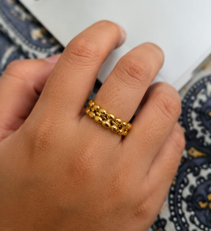 Golden Bead Stretch Ring
