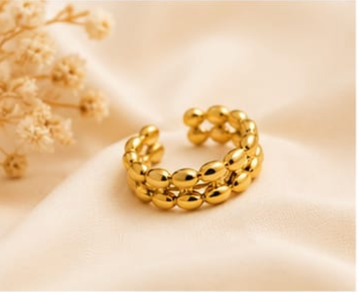 Golden Bead Stretch Ring