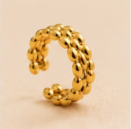 Golden Bead Stretch Ring