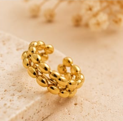 Golden Bead Stretch Ring