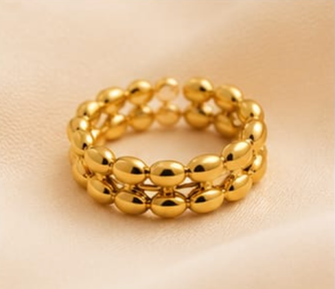 Golden Bead Stretch Ring