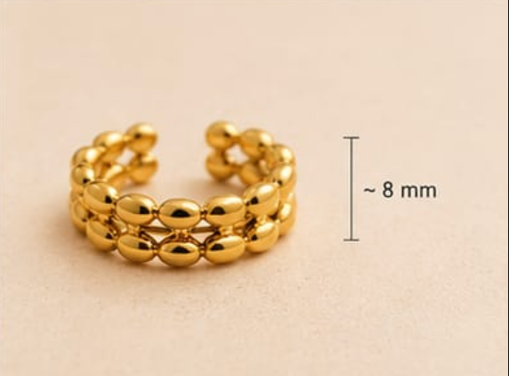 Golden Bead Stretch Ring