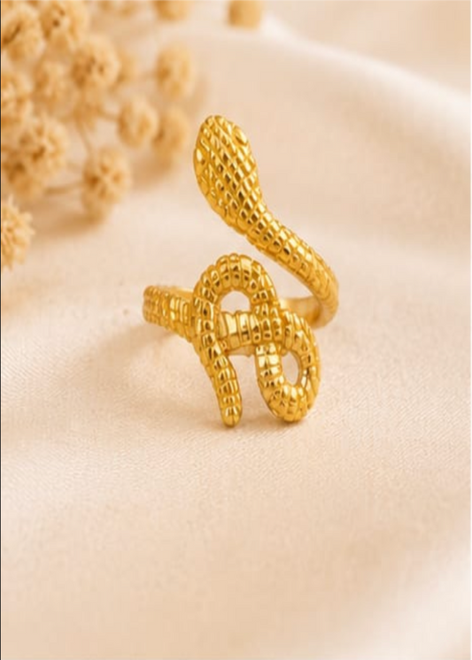 Golden Serpent Adjustable Ring