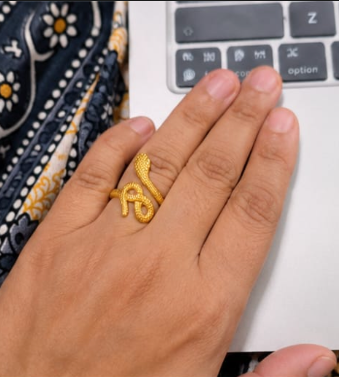 Golden Serpent Adjustable Ring