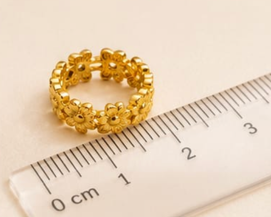 Golden Blossom Flower Band Ring