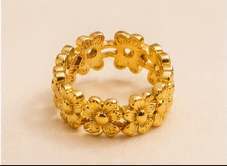 Golden Blossom Flower Band Ring