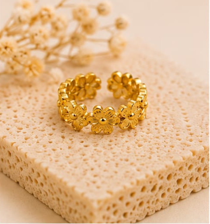 Golden Daisy Adjustable Ring