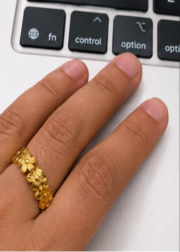 Golden Daisy Adjustable Ring
