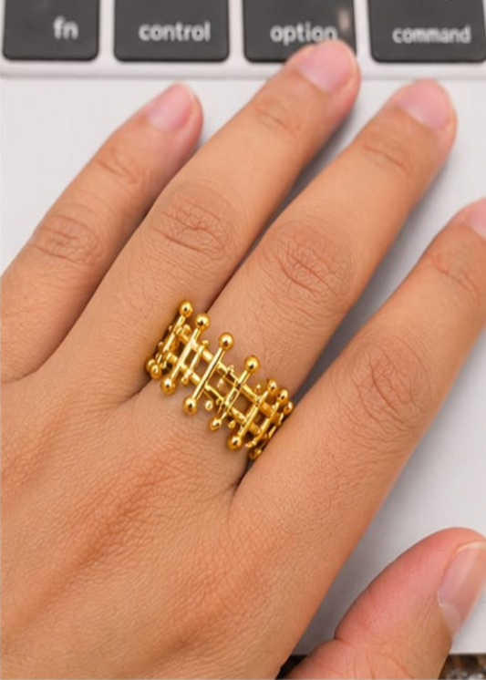 Golden Crown Adjustable Ring