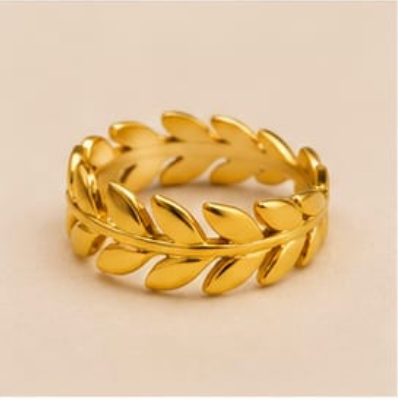 Golden Laurel Leaf Band Ring