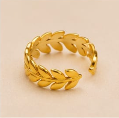 Golden Laurel Leaf Band Ring