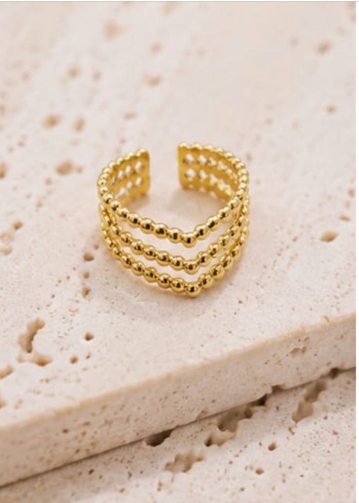 Minimalist Gold Bubble Band Open Ring