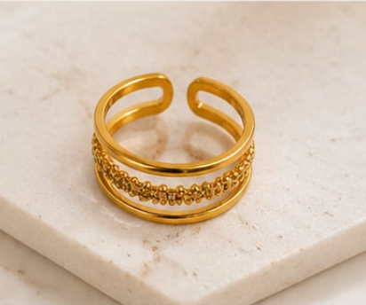 Elegant Gold Daisy Band Ring