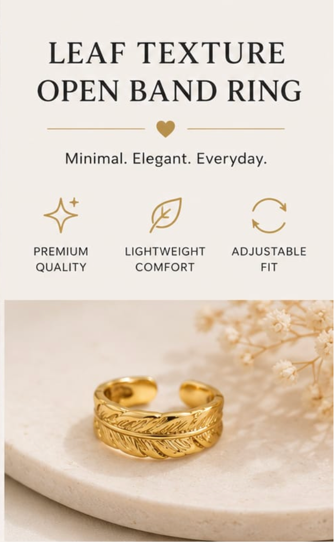 Nature-Inspired Gold Feather Ring