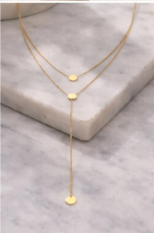 Luna Gold Lariat Necklace