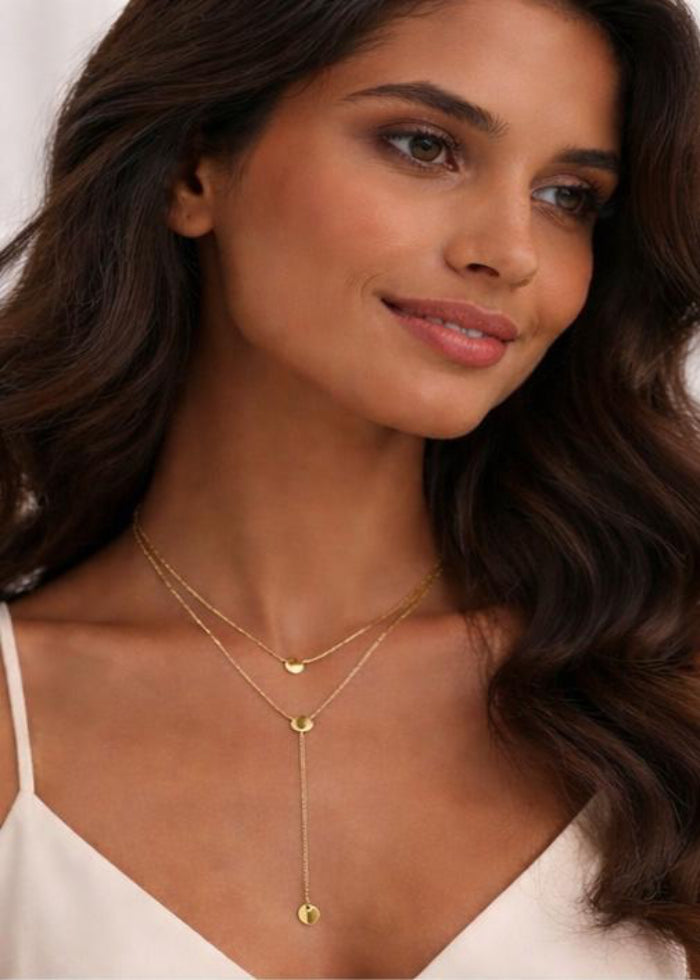 Luna Gold Lariat Necklace