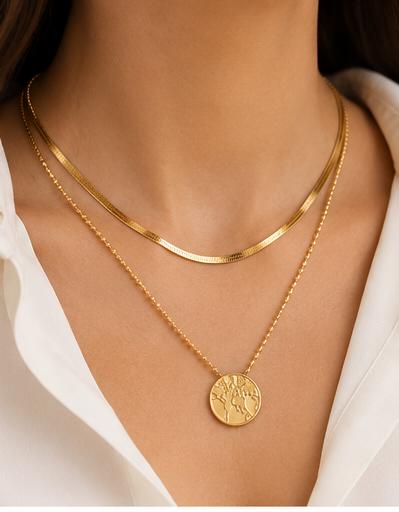 Tree of Life Layered Gold Necklace